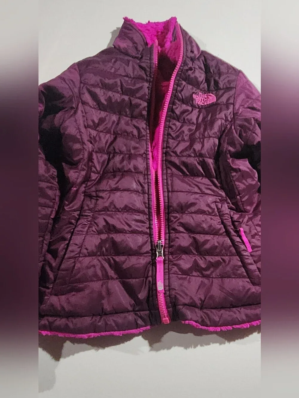 The North Face Kids Reversible Pink & Burgundy  Jacket (No Size Tag) See Photos